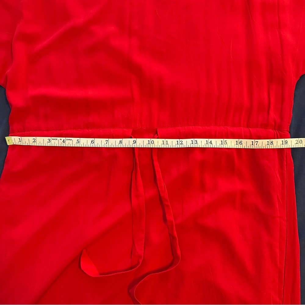 Red Dolman Short Sleeve dress or beach cover up with drawstring waist - Picture 8 of 12